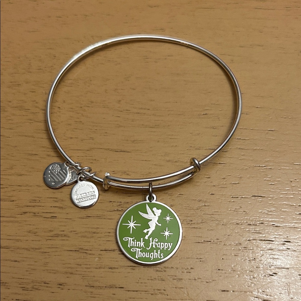Alex and Ani Disney Tinkerbell Silver Charm Bangle Bracelet - Picture 1 of 3